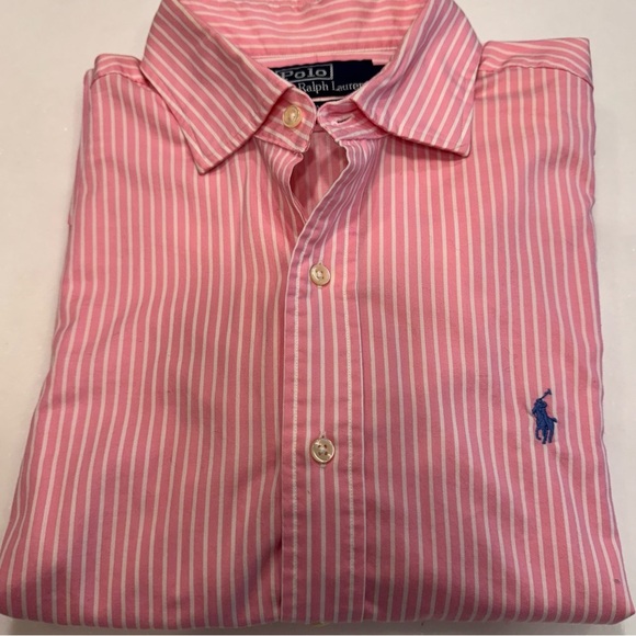 Ralph Lauren Stanton Classic Fit Men’s Shirt Button Down Pink & White Sz L - Picture 7 of 8
